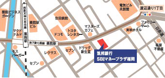 地図：筑邦銀行SBIマネープラザ福岡