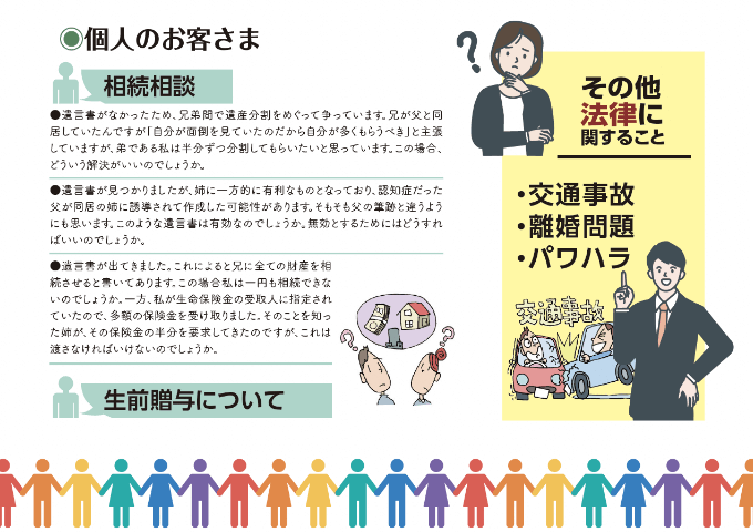 個人のお客様（相続相談、生前贈与について、その他法律に関すること）