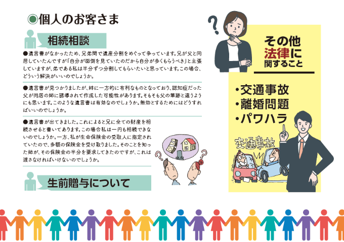 個人のお客様（相続相談、生前贈与について、その他法律に関すること）